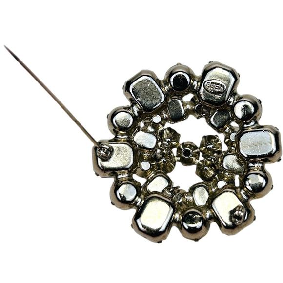 Vtg Weiss Rhinestone Brooch Domed Clear - Picture 5 of 9
